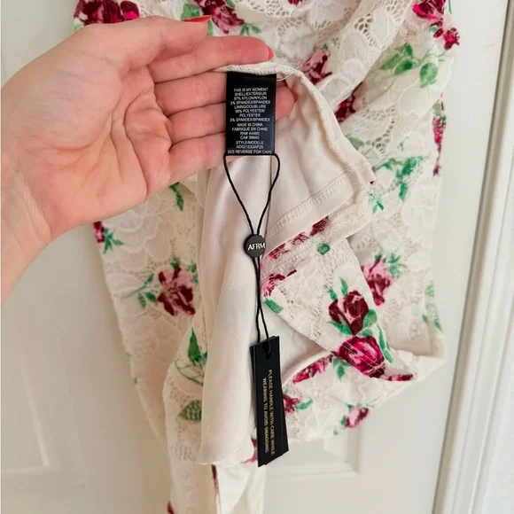 AFRM Marlo Crochet Lace Maxi Dress Pink And White Floral Size S - Picture 7 of 12